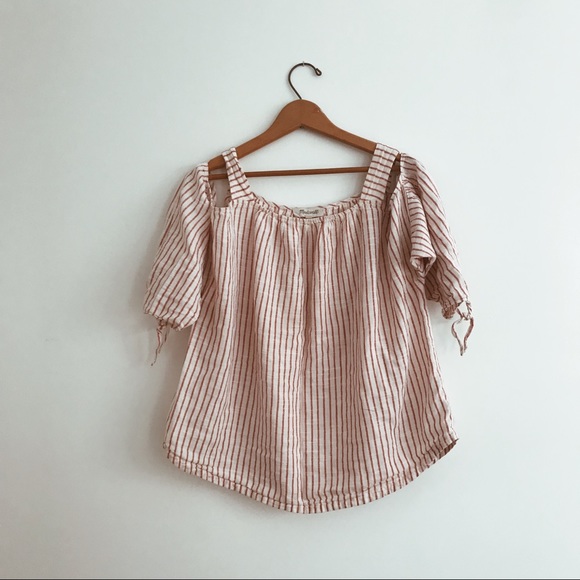 MADEWELL cold shoulder red stripe top - Picture 2 of 6